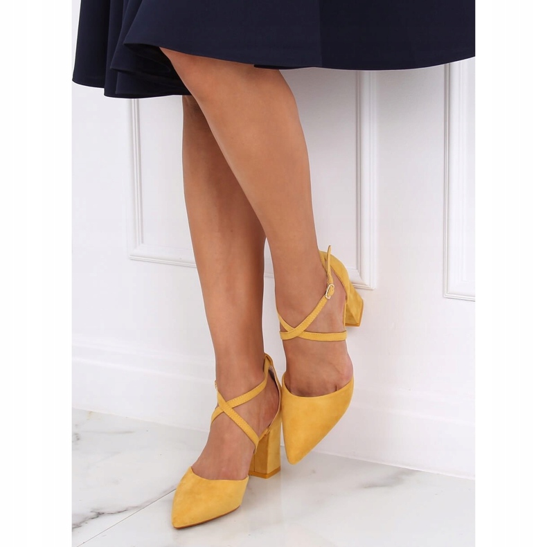 Bombas de salto alto cortam mel LY9153-5 Amarelo 1