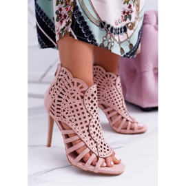 SEA Sandálias femininas de camurça com salto alto Powder Pink Viviane rosa 1