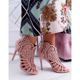 SEA Sandálias femininas de camurça com salto alto Powder Pink Viviane rosa 2