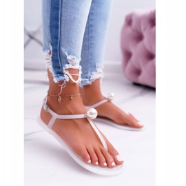 LU BOO Sandálias femininas chinelos Meliski com contiro branco pérola 1