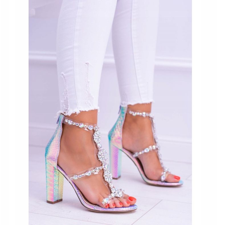 Sandálias Lu Boo Gasoline Violet com strass Taylor multicolorido 2 Sandálias Lu Boo Gasoline Violet com strass Taylor multicolorido 2