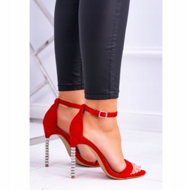 BUGO Sandálias femininas de salto alto decoradas com zircônia cúbica elida vermelho 2