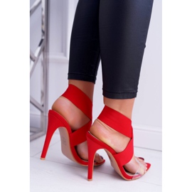 L.DAY Sandálias femininas de salto alto e alça larga luzes vermelhas vermelho 2