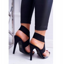 L.DAY Sandálias femininas com salto alto alça larga luzes pretas preto 2