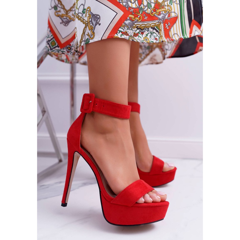 NFR Sandálias femininas em salto alto Plataforma Red Welbos vermelho 1