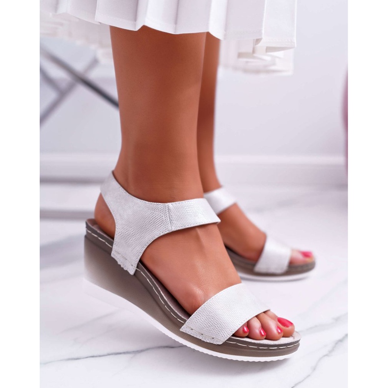 Vinceza Sandálias Femininas em Cunha Silver Gerdro cinza 1