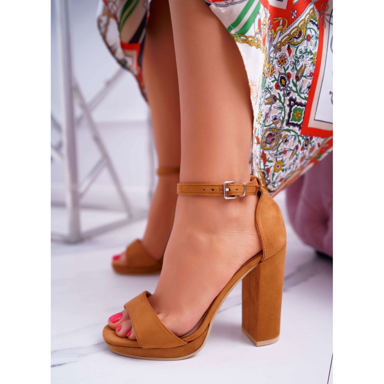 ADY Sandálias femininas com salto com plataforma Camel Debora marrom 1