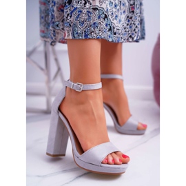 ADY Sandálias cinzentas femininas com plataforma Debora de salto alto cinza 2