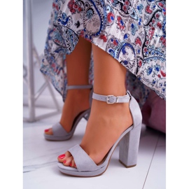 ADY Sandálias cinzentas femininas com plataforma Debora de salto alto cinza 1