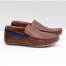 Neex | Mocassins de perdão masculino de couro marrom castanho 1