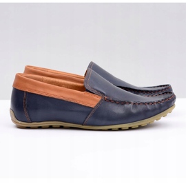 Neex | Mocassins masculinos de couro azul marinho com perdão azul-marinho 2