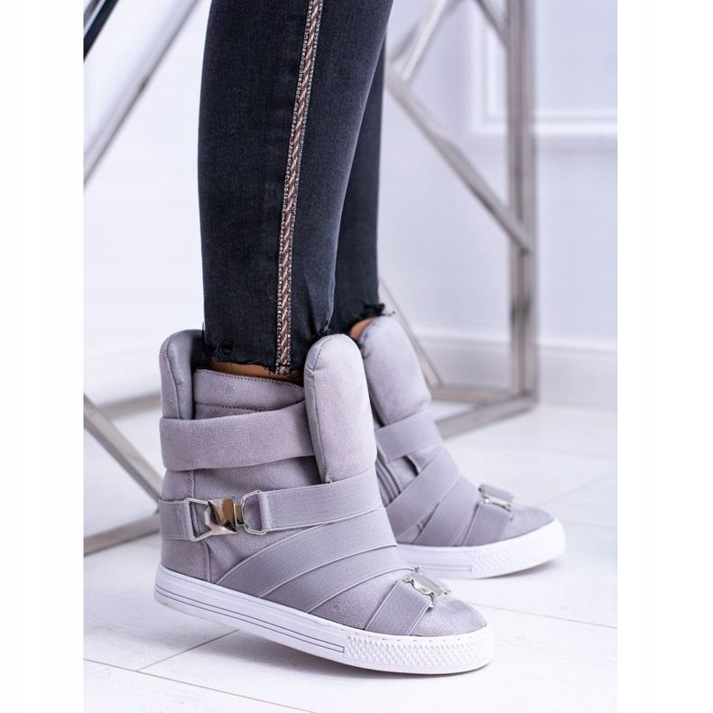 Tênis feminino Lu Boo com pulseiras elásticas cinza 1 Tênis feminino Lu Boo com pulseiras elásticas cinza 1