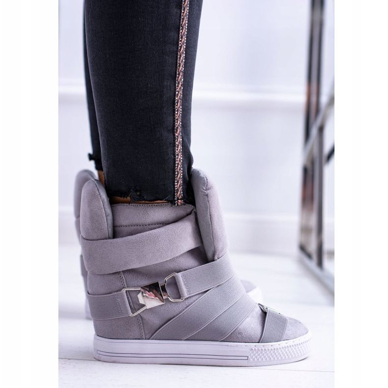 Tênis feminino Lu Boo com pulseiras elásticas cinza 2 Tênis feminino Lu Boo com pulseiras elásticas cinza 2
