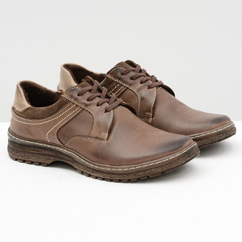 KOMODO Botas quentes masculinas de couro Ernesto Brown para o inverno castanho 1