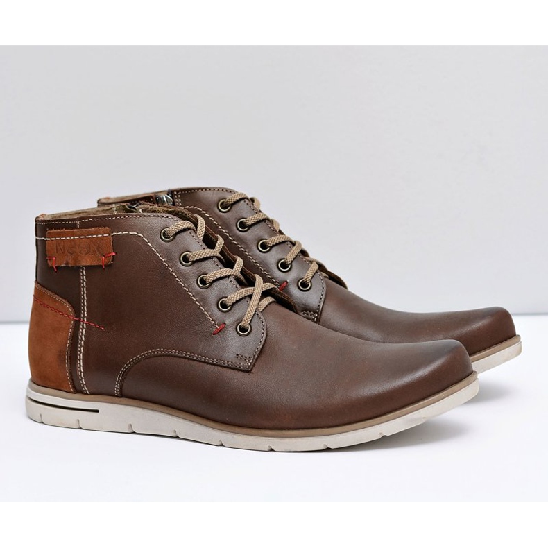 Neex Botas quentes de couro masculino fresco marrom 1