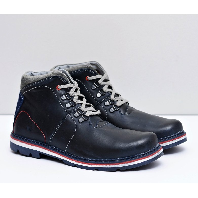 Mario Boschetti Botas quentes de couro masculino Teslo azul marinho 1