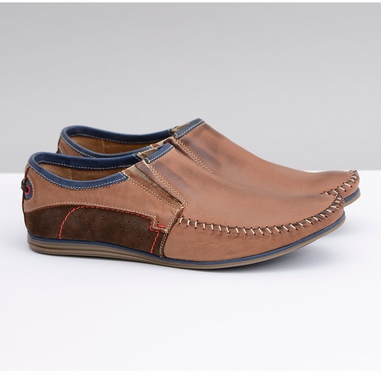 KOMODO Mocassim polonês masculino de couro marrom Teodoro 1