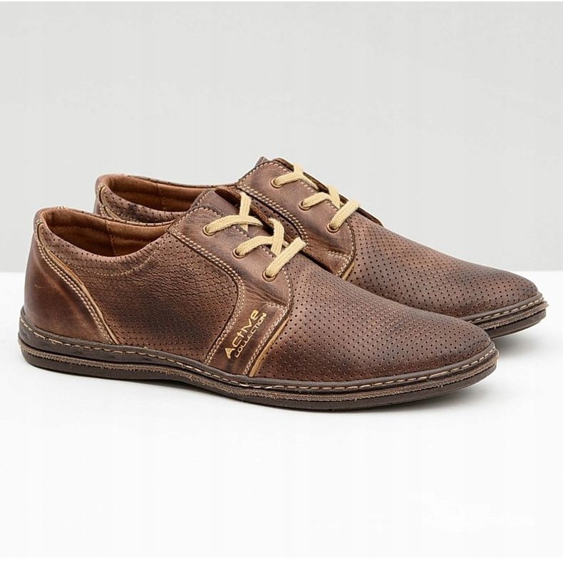 Joker Calçados masculinos com atacadores de couro marrom a céu aberto Markos castanho 1