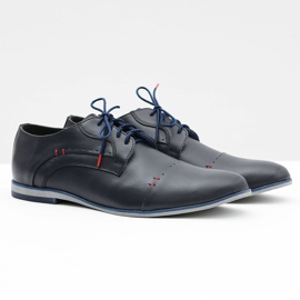 Gejms Sapatos elegantes de couro masculino Isacco Navy azul marinho 1