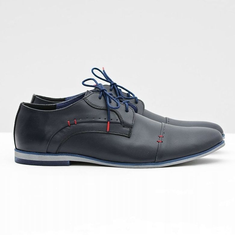 Gejms Sapatos elegantes de couro masculino Isacco Navy azul marinho 2