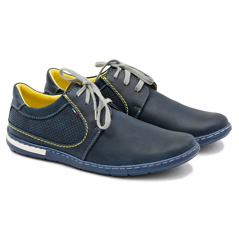 Gino Tuzzi Sapatos masculinos perfurados azul marinho couro Vincenzo 1
