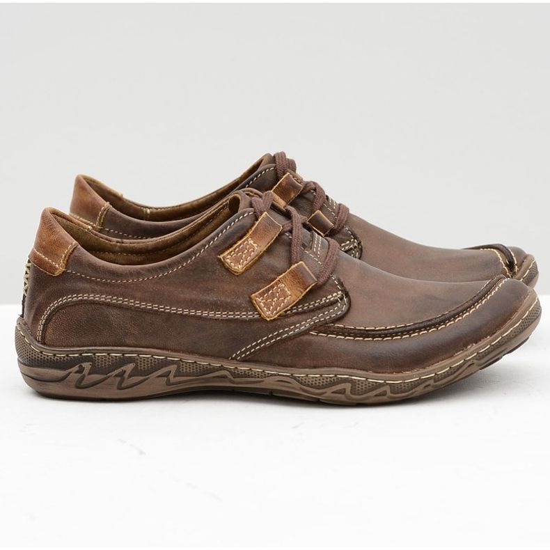 KOMODO Sapatos marrons de couro masculino Elton castanho 2