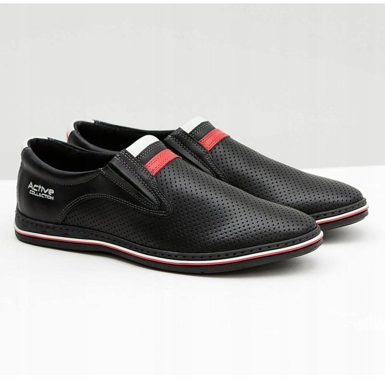 Joker Sapatos de couro masculinos pretos deslizantes Mello 1