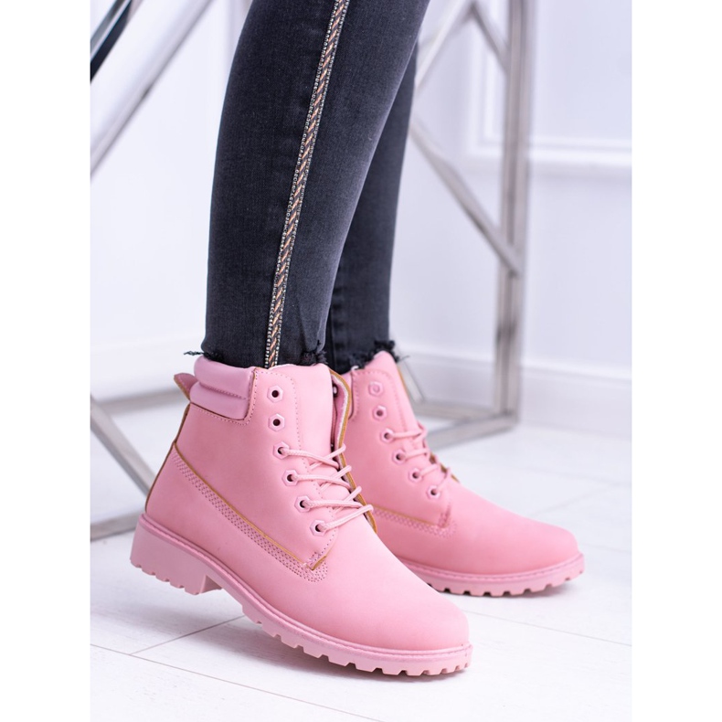 SEA Botas de madeira pastel feminino em pó rosa Lucy 1
