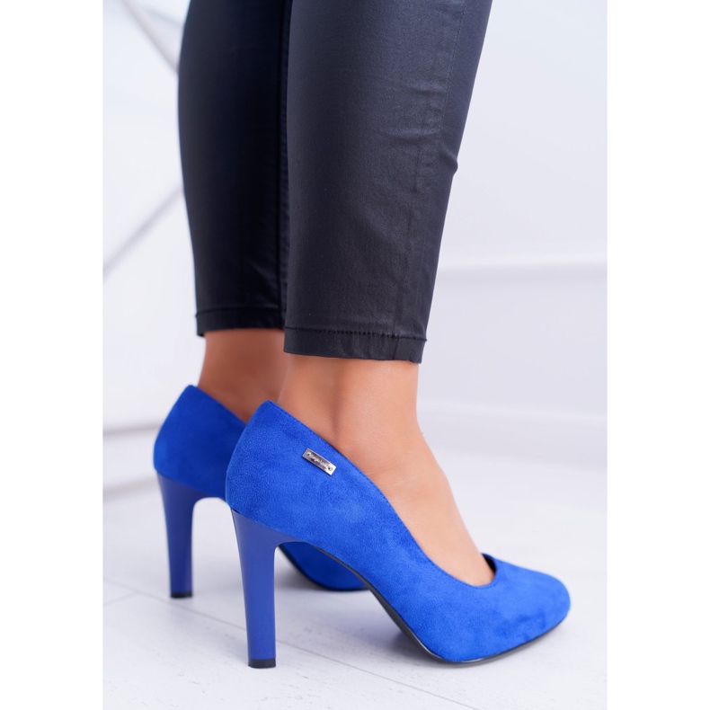 Sapatos femininos de salto Sergio Leone Suede Indigo Campbell azul 2