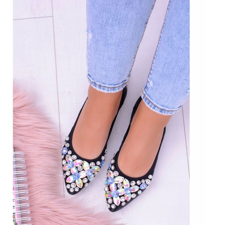 Lu Boo Black Ballerinas on Elastic Stones Even preto 2