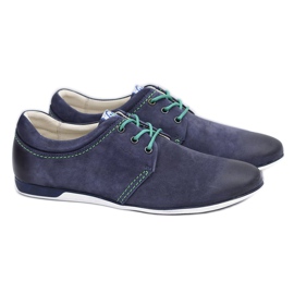 Krisbut Sapatos Dimonde de Couro Azul Marinho Masculino 1