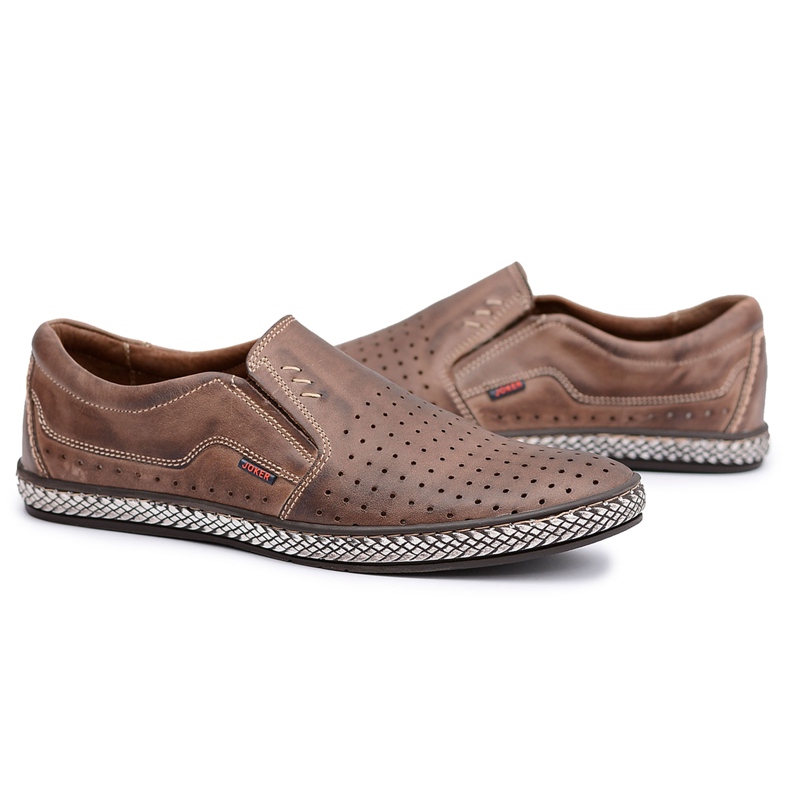 Joker Polonês Deslizamento em sapatos masculinos de couro marrom Bruno 1