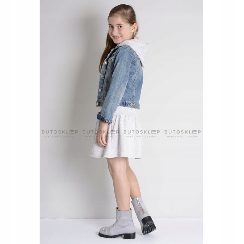 Botas de tornozelo Lu Boo Gray infantis com Zircônia Cúbica LittleCarrie cinza 1