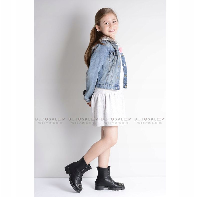 Botas de tornozelo Lu Boo Black infantis com zircônia cúbica Pu LittleCarrie preto 2 Botas de tornozelo Lu Boo Black infantis com zircônia cúbica Pu LittleCarrie preto 2