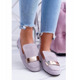 Mocassim feminino cinza com um prato Golden Lordsy Lu Boo Harlem 1