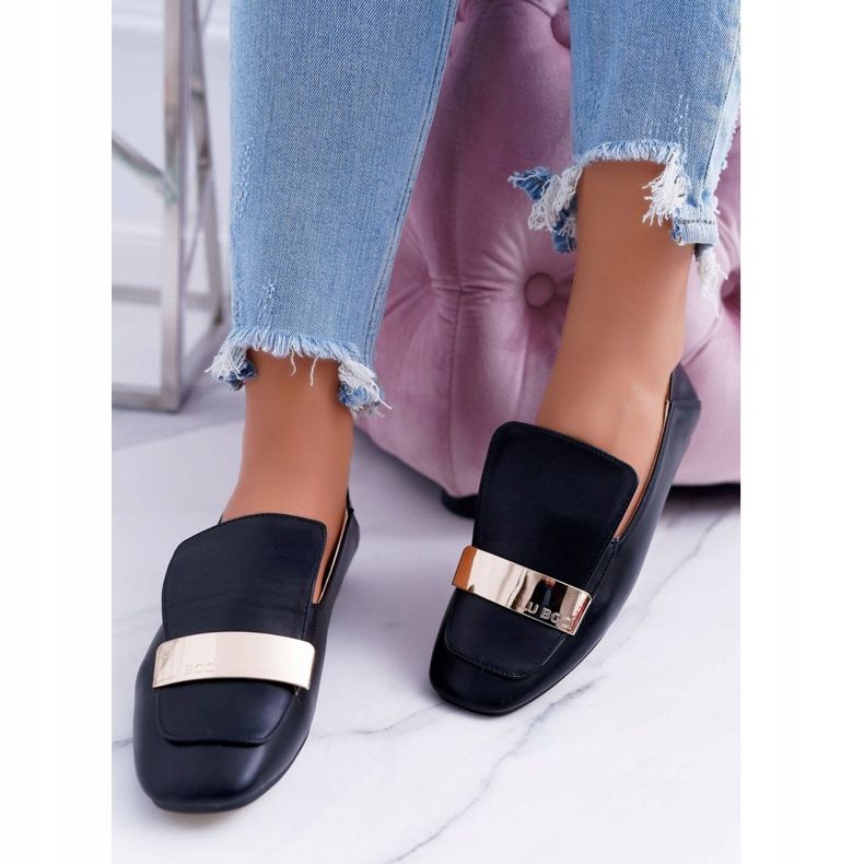 Mocassim feminino Lu Boo Grão preto com prato Harlem 2