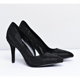 Vices Santee feminino de strass assimétrico em camurça preta preto 1