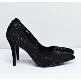 Vices Santee feminino de strass assimétrico em camurça preta preto 2