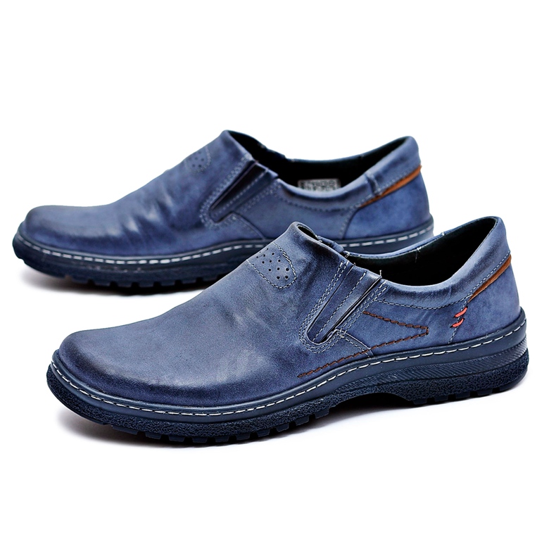 KOMODO Sapatos de couro azul marinho Brogues masculinos Oversized Modest 1