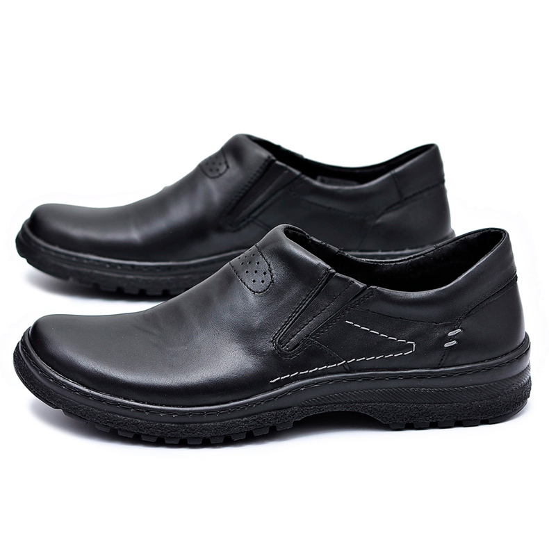 KOMODO Sapatos masculinos de couro preto Brogues Tamanhos grandes e modestos 1