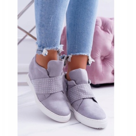 Tênis feminino cinza Lu Boo lantejoulas rosa açúcar 2