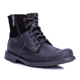 Botas de couro quentes masculinas com zíper preto KOMODO 871 1