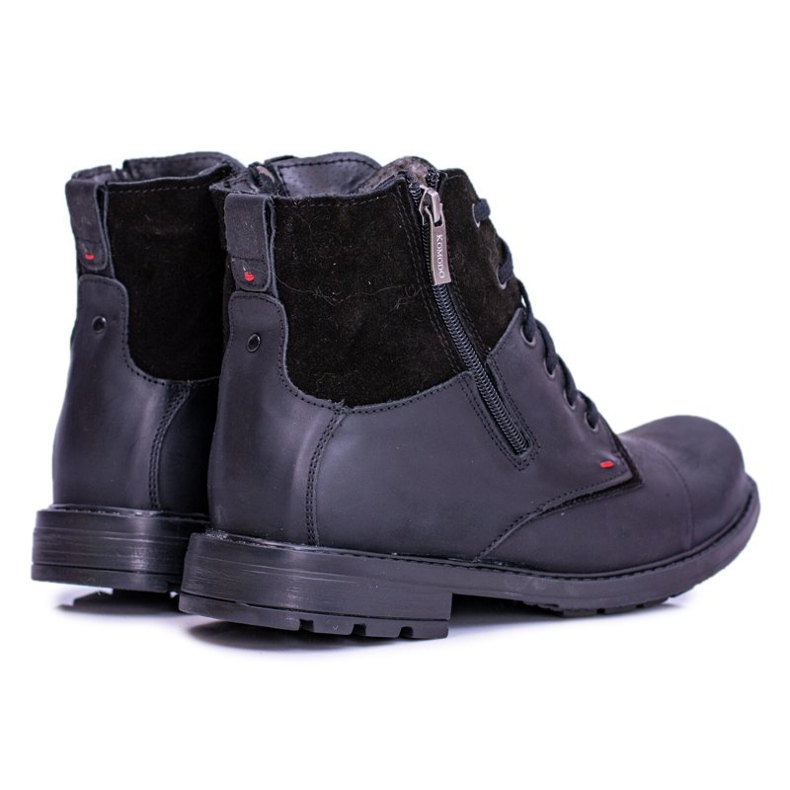 Botas de couro quentes masculinas com zíper preto KOMODO 871 2