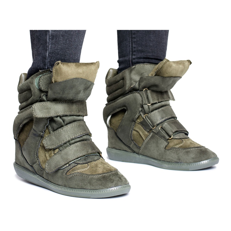 Tênis feminino Lu Boo com velcro camurça Olive Alexis verde 1