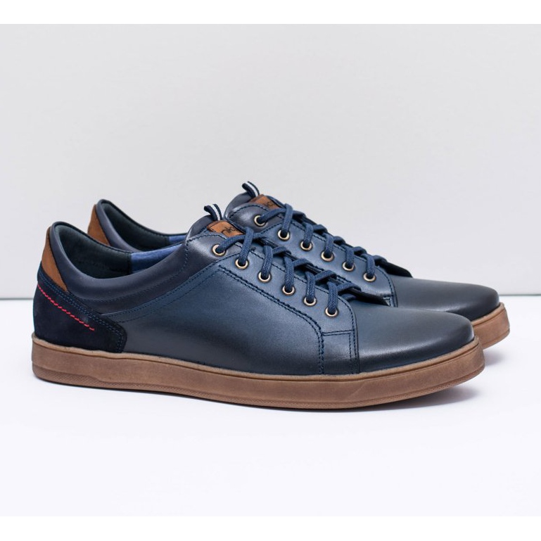 Sapatos esportivos masculinos de couro azul marinho Nikopol Design azul-marinho 2