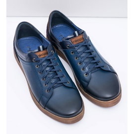 Sapatos esportivos masculinos de couro azul marinho Nikopol Design azul-marinho 1