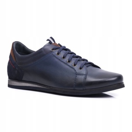 Sapatos esportivos masculinos de couro azul marinho Nikopol Achilles azul-marinho 1