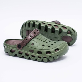 Flameshoes Chinelos verdes masculinos verdes Kroks Eva marrom 1