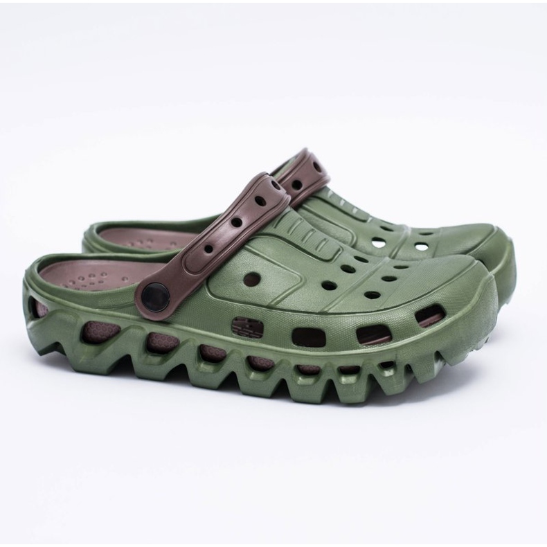 Flameshoes Chinelos verdes masculinos verdes Kroks Eva marrom 2