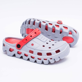 Flameshoes Chinelos leves de jardim masculinos cinzentos Kroks Eva vermelho cinza 1